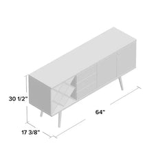 Off White Michaelson 64'' Wide 3 Drawer Buffet Table Blend of Solid and Engineered Wood