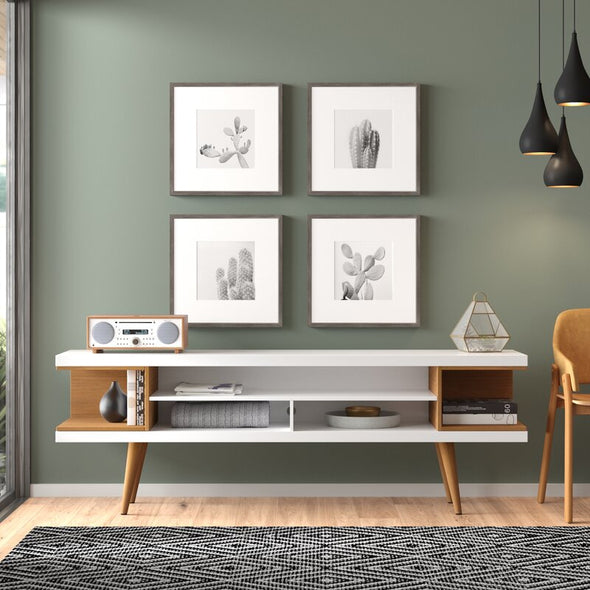 TV Stand for TVs up to 65" Splayed Wooden Legs and 4 Shelves