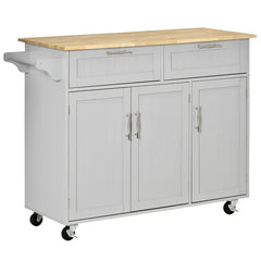 Mickelsen 47.75'' Wide Rolling Kitchen Cart with Solid Wood Top