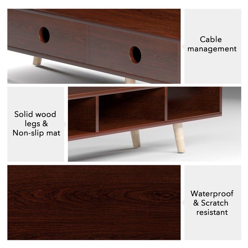 Walnut Mid-century TV Stand for TVs up to 60" Desktop for you to Decorate Things you Want