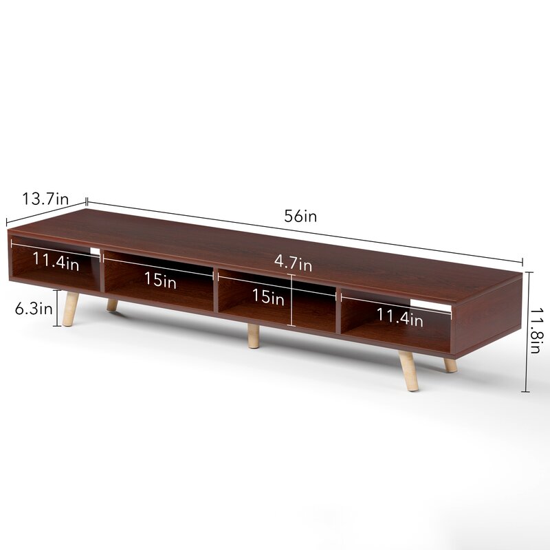 Walnut Mid-century TV Stand for TVs up to 60" Indoor Furniture