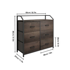 Dark Brown 6 Drawer 32.7'' W Double Dresser 6 Removable Drawers 4 Adjustable Plastic Legs that Prevent Scratches to your Floor