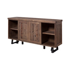 Miesville 72'' Wide Pine Credenza Sliding Cabinet Doors