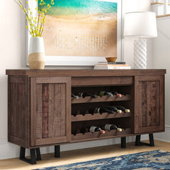 Miesville 72'' Wide Pine Credenza Sliding Cabinet Doors