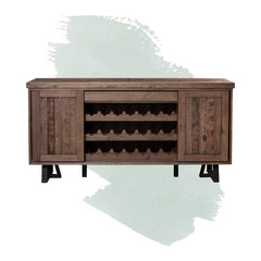 Miesville 72'' Wide Pine Credenza Sliding Cabinet Doors