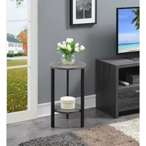 23.75" H x 15" L x 15" D Weathered Gray/Black Migues Round Multi-Tiered Plant Stand