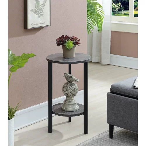 23.75" H x 15" L x 15" D Weathered Gray/Black Migues Round Multi-Tiered Plant Stand