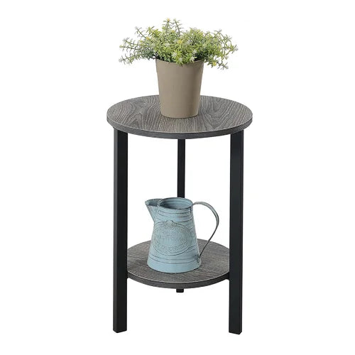 23.75" H x 15" L x 15" D Weathered Gray/Black Migues Round Multi-Tiered Plant Stand