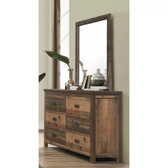 Milano 6 Drawer 57.7'' W with Mirror Rustic Style Solid Wood