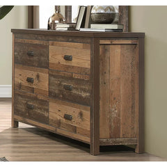 Milano 6 Drawer 57.7'' W with Mirror Rustic Style Solid Wood
