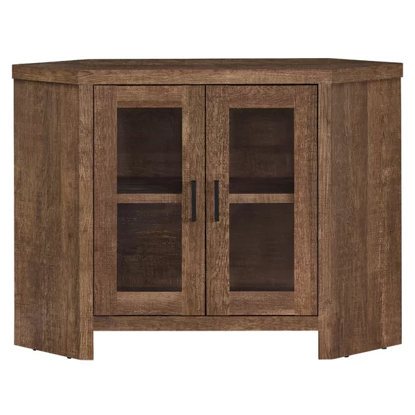 Brown TV Stand for TVs up to 48" Corner Design Keep Components Organized Space-Saving