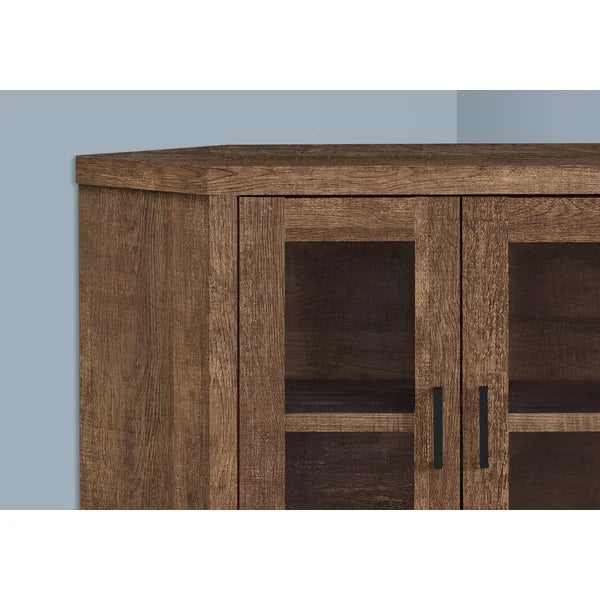 Brown TV Stand for TVs up to 48" Corner Design Keep Components Organized Space-Saving