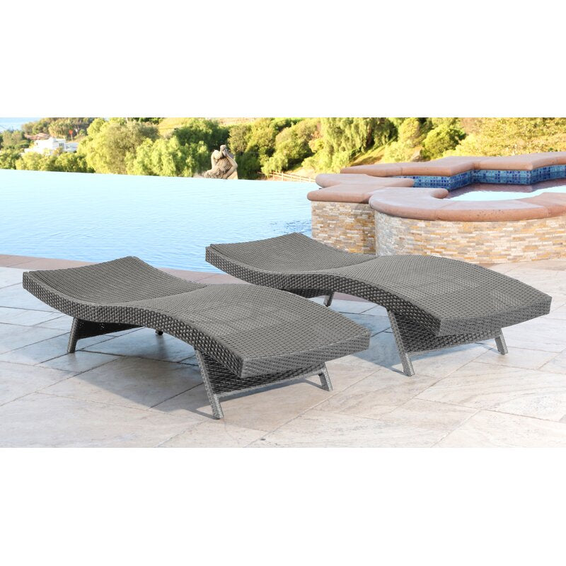 Gray Mirabel 79'' Long Reclining Chaise Lounge Set of 2