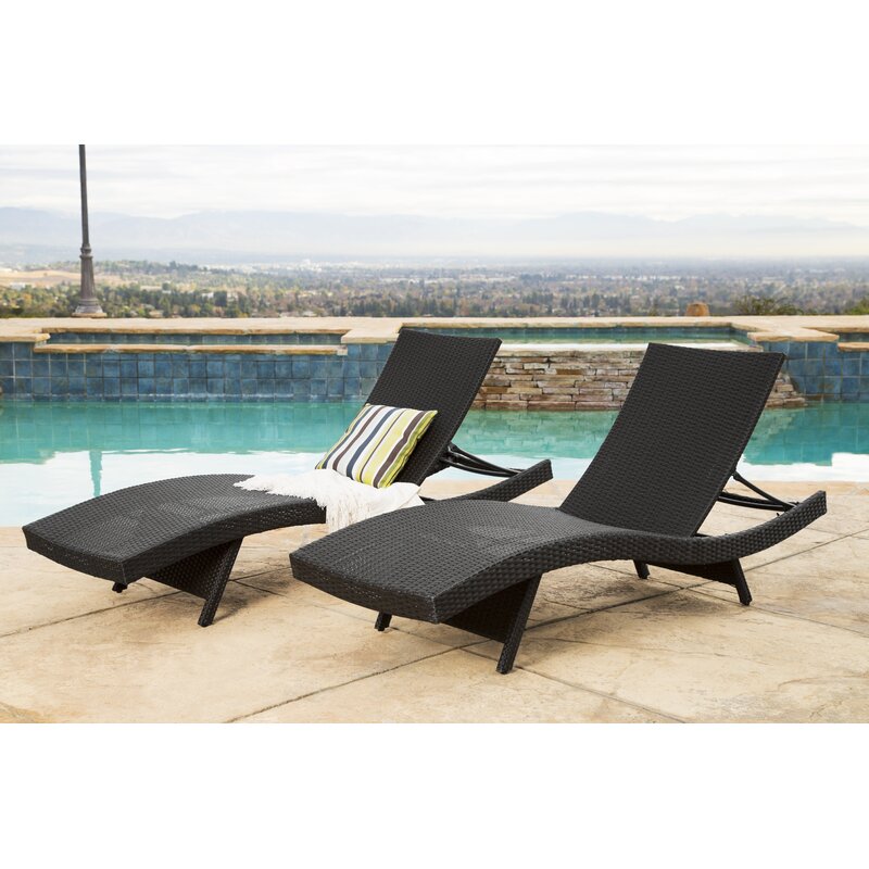 79'' Long Reclining Chaise Lounge Set (Set of 2) Add A Chic Bohemian-Inspired Aesthetic to your Patio Or Poolside
