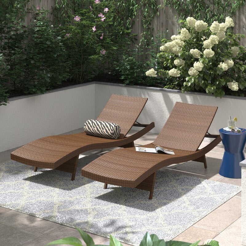 Brown Mirabel 79'' Long Reclining Chaise Lounge Set of 2