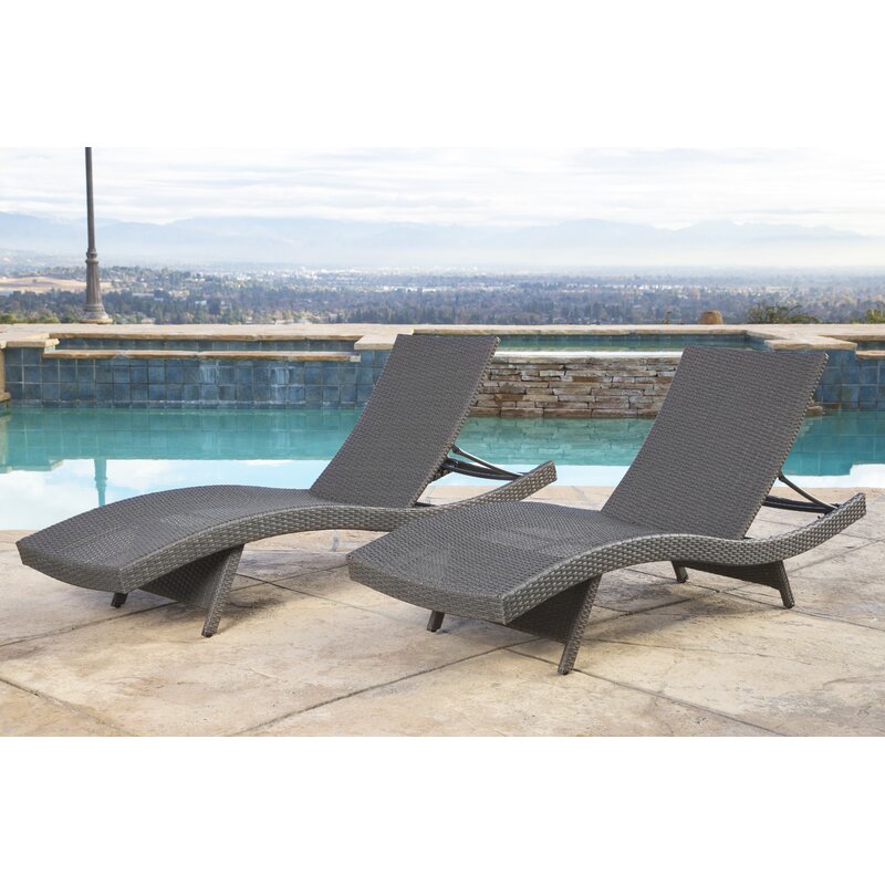 Gray Mirabel 79'' Long Reclining Chaise Lounge Set of 2
