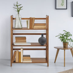 Chestnut 38'' H x 27.5'' W Solid Wood Etagere Bookcase this Shelf is Stackable So you Can Effortlessly Double the Display As your Collection Expands