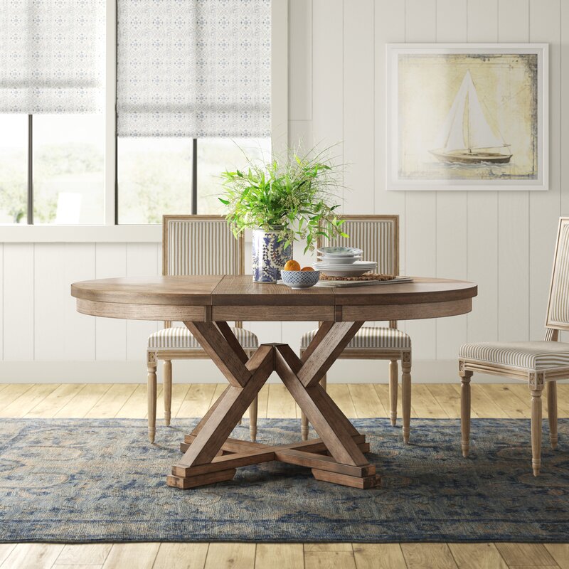 Pedestal Dining Table Manufactured Wood 6 Table Mechanism Self-Storing Leaf Butterfly