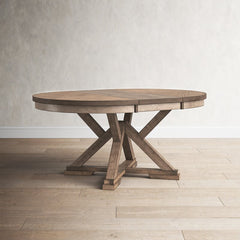 Pedestal Dining Table Manufactured Wood 6 Table Mechanism Self-Storing Leaf Butterfly