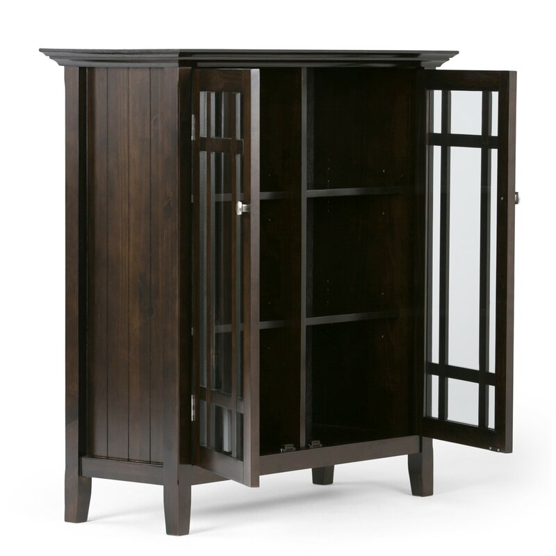 42.2'' Tall Solid Wood 2 - Door Accent Cabinet 2 Glass Doors that Open to 4 Adjustable Shelves for Versatile Storage