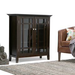 42.2'' Tall Solid Wood 2 - Door Accent Cabinet 2 Glass Doors that Open to 4 Adjustable Shelves for Versatile Storage