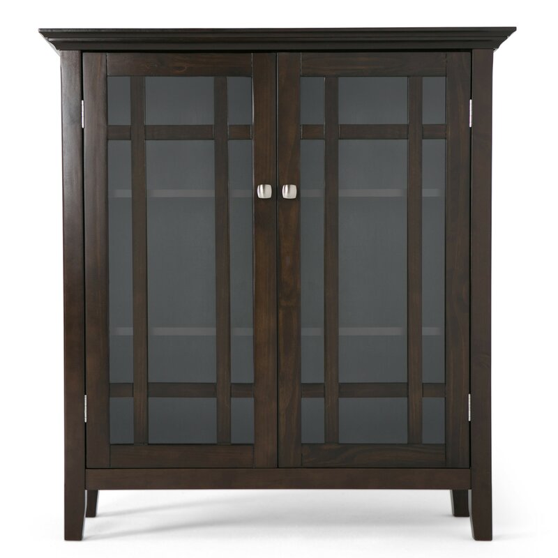 42.2'' Tall Solid Wood 2 - Door Accent Cabinet 2 Glass Doors that Open to 4 Adjustable Shelves for Versatile Storage