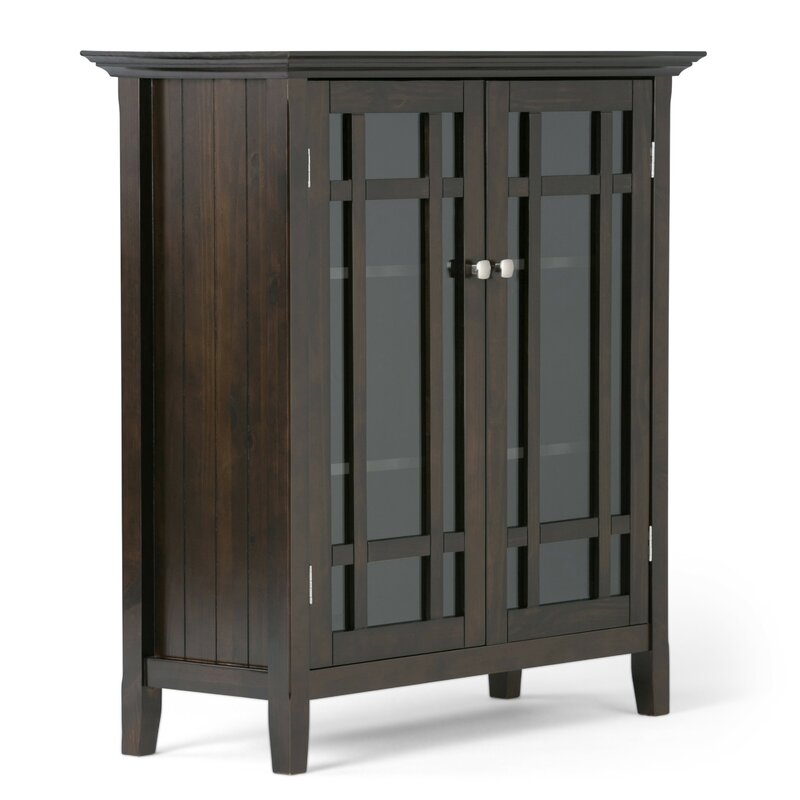 42.2'' Tall Solid Wood 2 - Door Accent Cabinet 2 Glass Doors that Open to 4 Adjustable Shelves for Versatile Storage