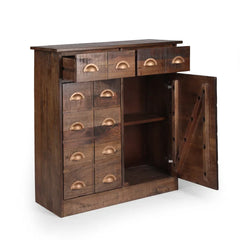 Solid Wood Monadnoc 34'' Tall Iron 2 - Door Accent Vintage Cabinet
