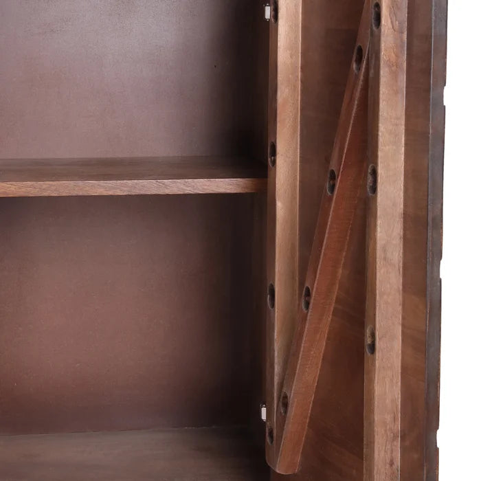 Solid Wood Monadnoc 34'' Tall Iron 2 - Door Accent Vintage Cabinet