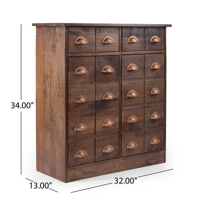 Solid Wood Monadnoc 34'' Tall Iron 2 - Door Accent Vintage Cabinet