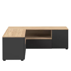 Black and Oak Monessen Corner TV Stand for TVs up to 55" Five Storage Space