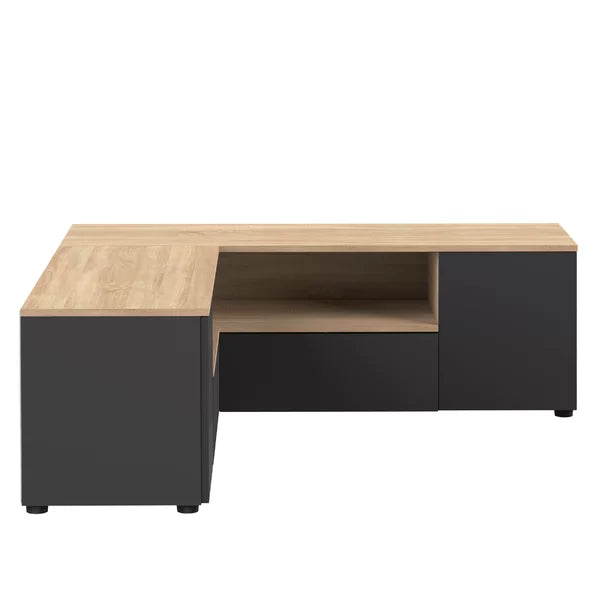 Black and Oak Monessen Corner TV Stand for TVs up to 55"