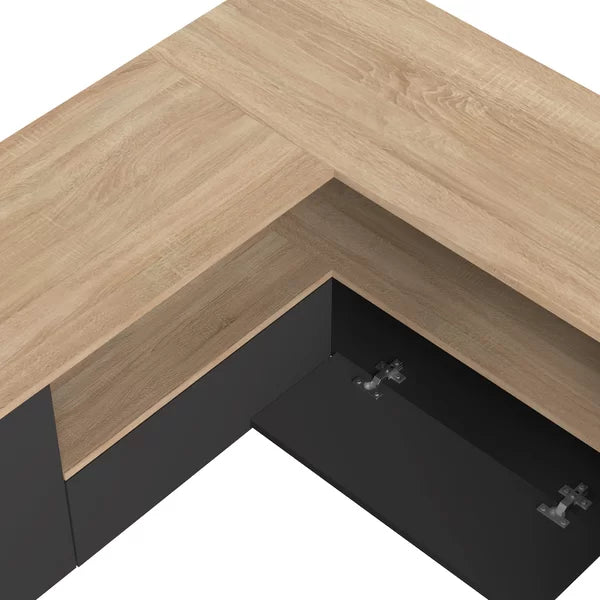 Black and Oak Monessen Corner TV Stand for TVs up to 55"