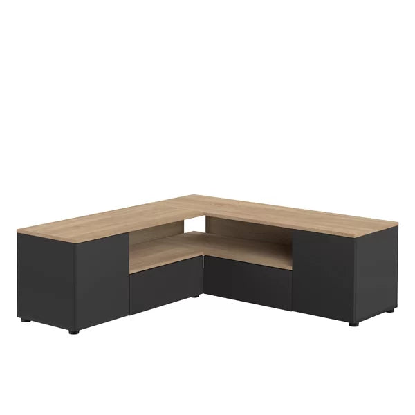 Black and Oak Monessen Corner TV Stand for TVs up to 55"