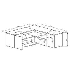 Black and Oak Monessen Corner TV Stand for TVs up to 55"