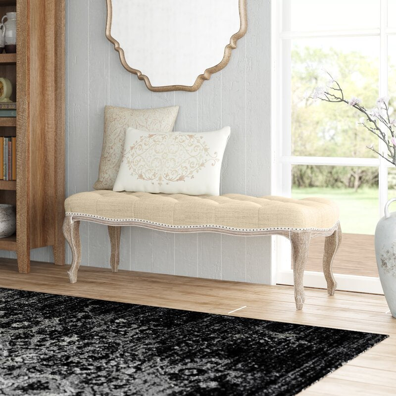 Wheat Beige Solid Wood Bench Add A Vintage Touch to your Home with this Bedroom Bench Can Complement Any Home Decor