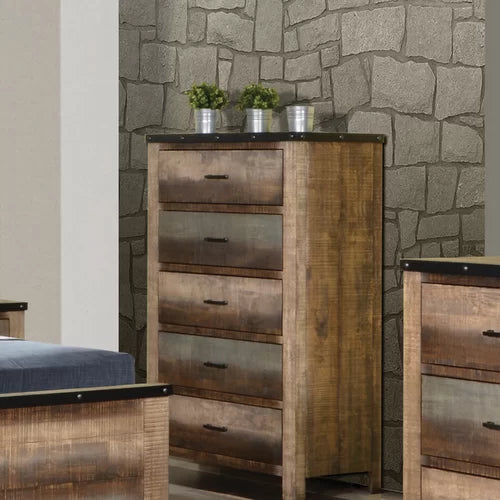 Montejano 5 Drawer 37.75'' W Solid Wood Chest Rustic Storage Chest