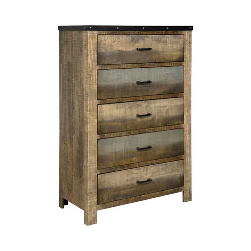 Montejano 5 Drawer 37.75'' W Solid Wood Chest Rustic Storage Chest
