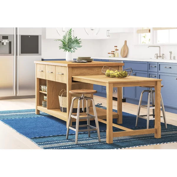 Reclaimed Wood Morgan 99.5'' Wide Solid Wood Kitchen Island Perfect for Kitchen Room