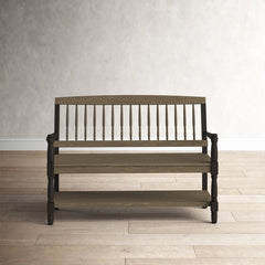 Gray Black Morven Solid Wood Shelves Storage Bench Classic and Timeless