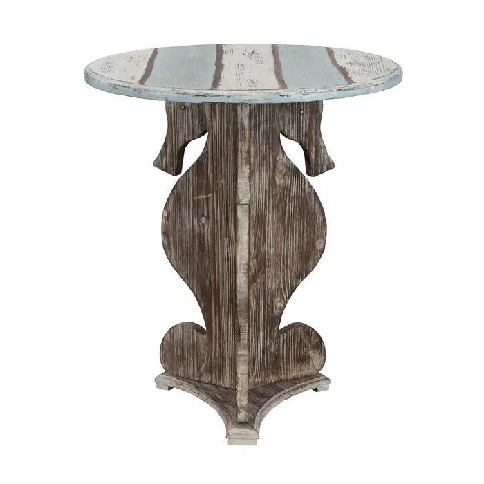 Motha 28'' Tall Solid Wood Pedestal End Table Coastal Farmhouse Style