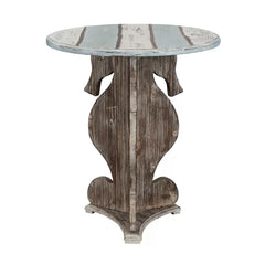 Motha 28'' Tall Solid Wood Pedestal End Table Coastal Farmhouse Style