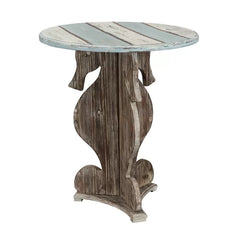Motha 28'' Tall Solid Wood Pedestal End Table Coastal Farmhouse Style