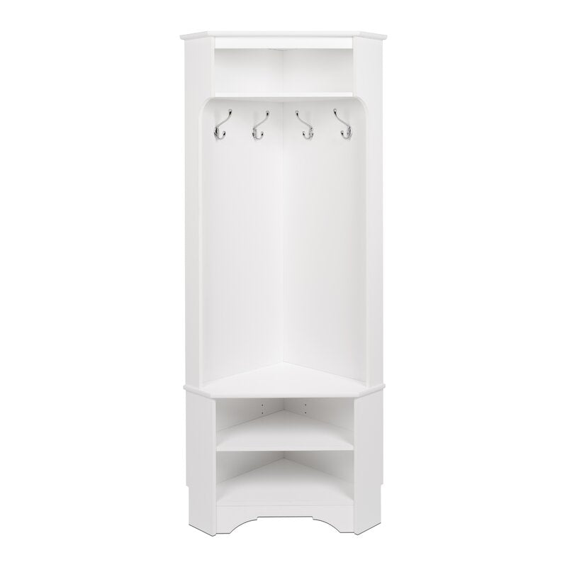 White Mount 30.5 Wide Hall Tree with Shoe Storage Keep your Foyer Organized and Functional with this Charming Corner Hall Tree