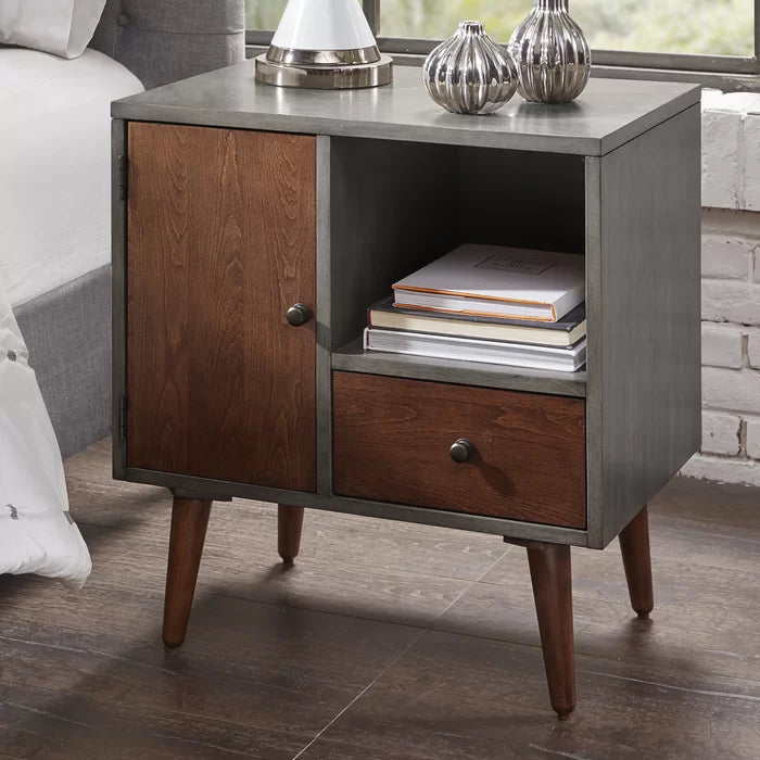 Muhammad Storage 1 Drawer Nightstand Mid-Century Modern Style