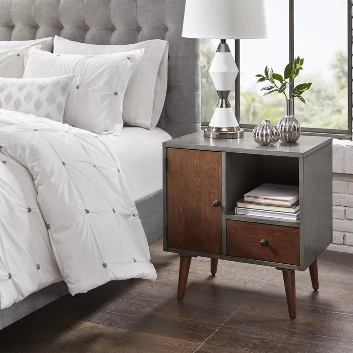 Muhammad Storage 1 Drawer Nightstand Mid-Century Modern Style