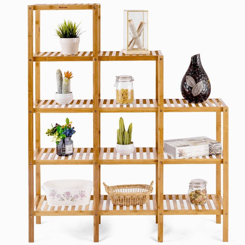 Multifunctional Bamboo Shelf Display Organizer Environmental Material