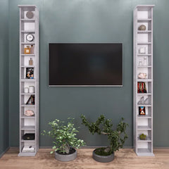 Gray Multimedia Media Shelves Modern Style 10 Adjustable Shelves Provide Essential Storage Space