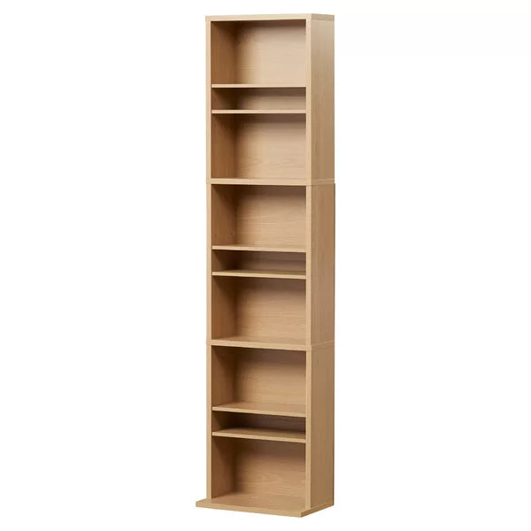 Maple Multimedia Storage Tower Six Adjustable Shelves and Three Fixed Shelves