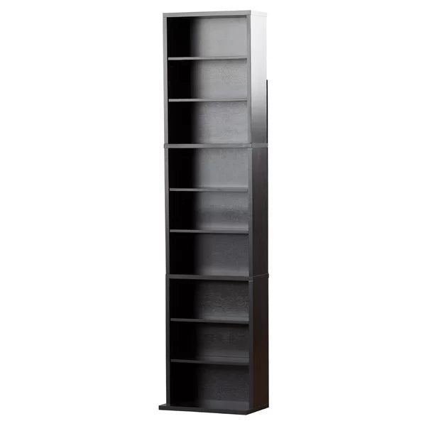 Espresso Multimedia Storage Tower Six Adjustable Shelves and Three Fixed Shelves